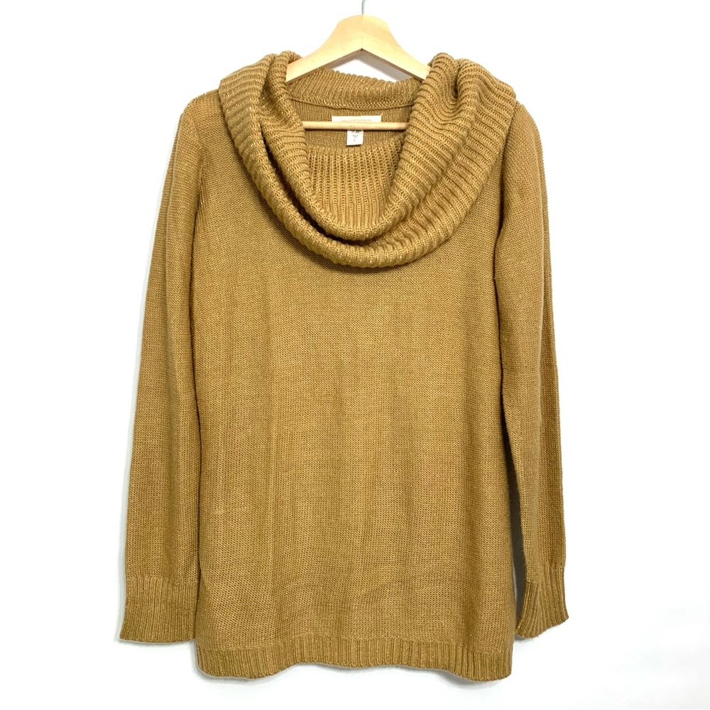 Canyon River Blues Gold Shimmering Cowl Neck Long Sleeve Sweater Size Large